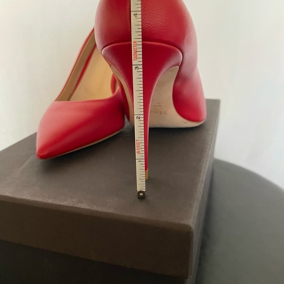Theory Demeura Nappa Red Italian Lamb Leather Pointed Toe High Heel Pumps - Picture 11 of 16